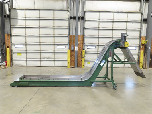 Livonia 20"W x 16' 10" Magnetic Incline Chip Conveyor 97" Infeed 12"Discharge
