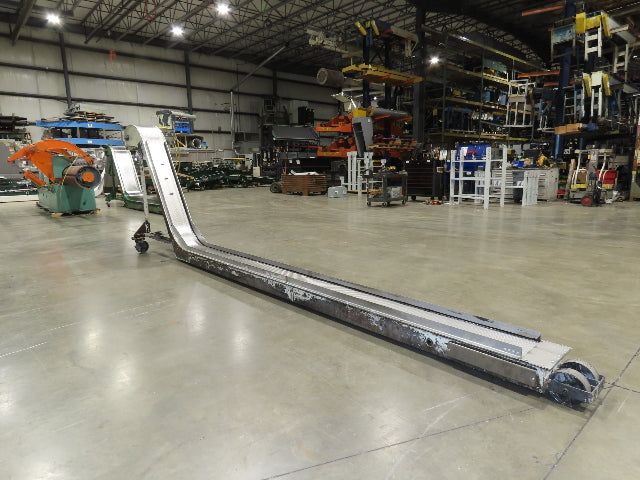 Livonia 11"W x 17' 6" Magnetic Incline Chip Conveyor 140" Infeed 50"Discharge