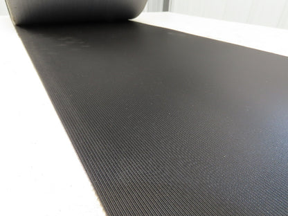 15.5"W x 120' Grooved Conveyor Belt 2-Ply Black Ribbed PVC Rubber Grip Top 120Ft