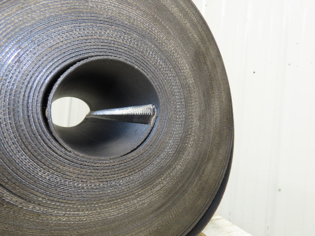 15.5"W x 120' Grooved Conveyor Belt 2-Ply Black Ribbed PVC Rubber Grip Top 120Ft