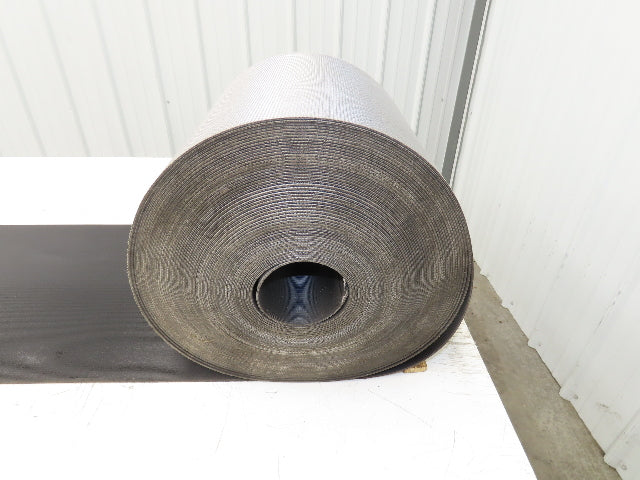 15.5"W x 120' Grooved Conveyor Belt 2-Ply Black Ribbed PVC Rubber Grip Top 120Ft