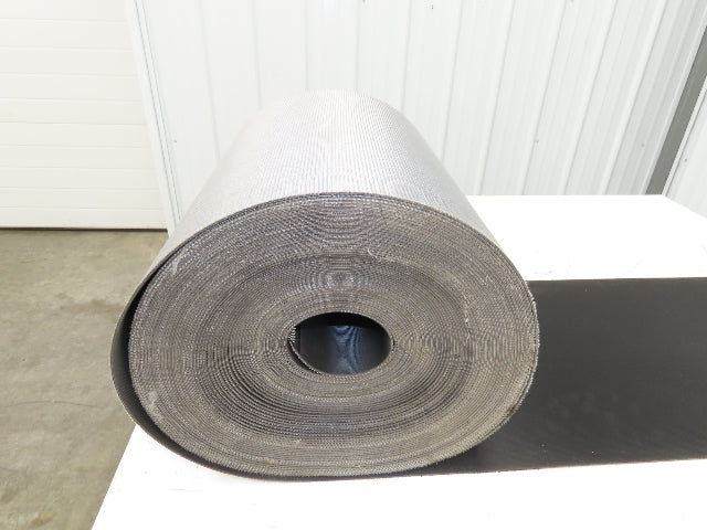 15.5"W x 120' Grooved Conveyor Belt 2-Ply Black Ribbed PVC Rubber Grip Top 120Ft