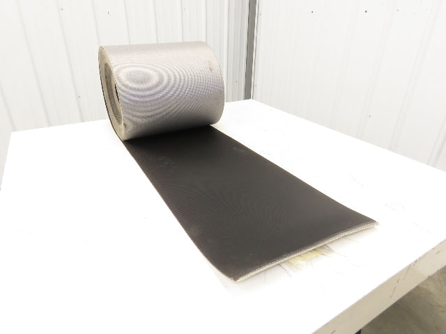 15.5"W x 120' Grooved Conveyor Belt 2-Ply Black Ribbed PVC Rubber Grip Top 120Ft