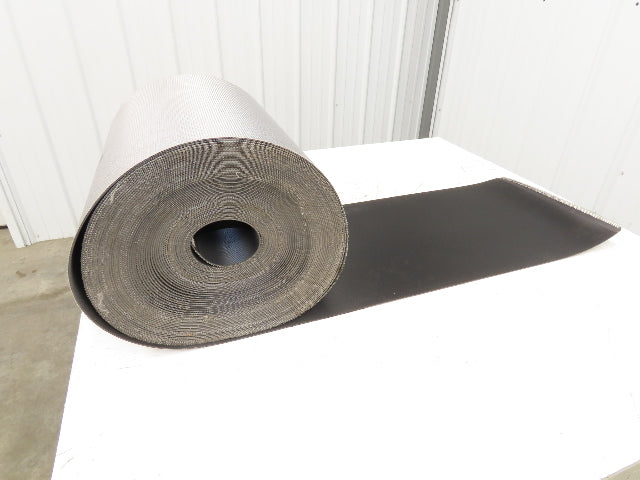 15.5"W x 120' Grooved Conveyor Belt 2-Ply Black Ribbed PVC Rubber Grip Top 120Ft