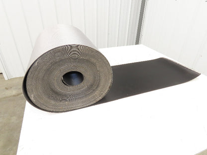 15.5"W x 120' Grooved Conveyor Belt 2-Ply Black Ribbed PVC Rubber Grip Top 120Ft