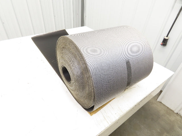 15.5"W x 120' Grooved Conveyor Belt 2-Ply Black Ribbed PVC Rubber Grip Top 120Ft