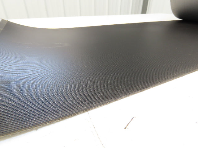 15.5"W x 120' Grooved Conveyor Belt 2-Ply Black Ribbed PVC Rubber Grip Top 120Ft