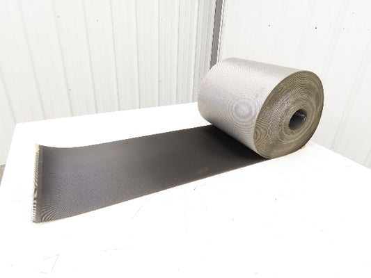 15.5"W x 120' Grooved Conveyor Belt 2-Ply Black Ribbed PVC Rubber Grip Top 120Ft