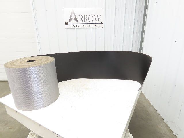 15.5"W x 160' Grooved Conveyor Belt 2-Ply Black Ribbed PVC Rubber Grip Top 160Ft