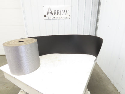 15.5"W x 160' Grooved Conveyor Belt 2-Ply Black Ribbed PVC Rubber Grip Top 160Ft