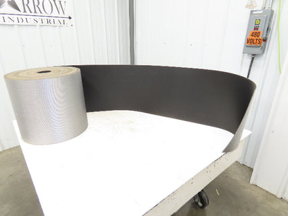 15.5"W x 160' Grooved Conveyor Belt 2-Ply Black Ribbed PVC Rubber Grip Top 160Ft