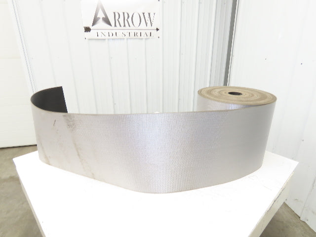 15.5"W x 160' Grooved Conveyor Belt 2-Ply Black Ribbed PVC Rubber Grip Top 160Ft