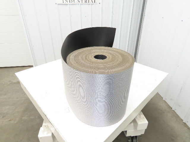 15.5"W x 160' Grooved Conveyor Belt 2-Ply Black Ribbed PVC Rubber Grip Top 160Ft
