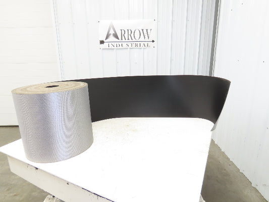 15.5"W x 160' Grooved Conveyor Belt 2-Ply Black Ribbed PVC Rubber Grip Top 160Ft