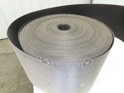 15.5"W x 286' Grooved Conveyor Belt 2-Ply Black Ribbed PVC Rubber Grip Top 286Ft
