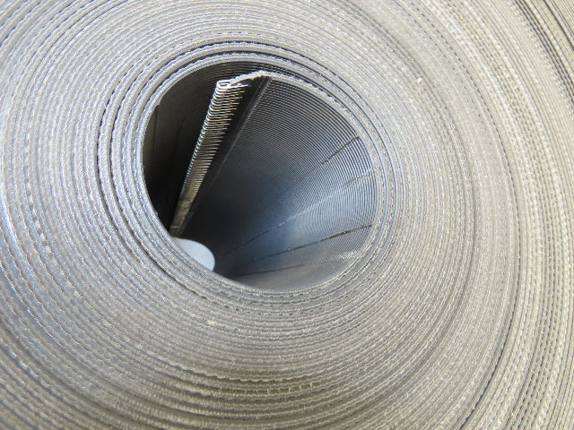 15.5"W x 286' Grooved Conveyor Belt 2-Ply Black Ribbed PVC Rubber Grip Top 286Ft
