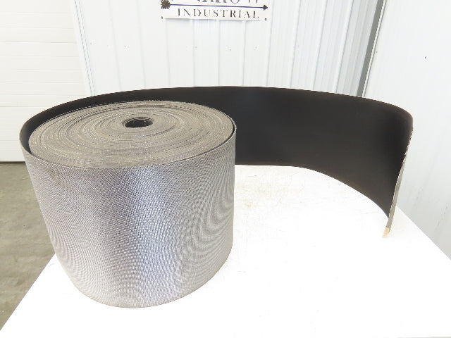15.5"W x 286' Grooved Conveyor Belt 2-Ply Black Ribbed PVC Rubber Grip Top 286Ft
