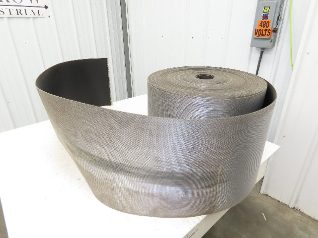 15.5"W x 286' Grooved Conveyor Belt 2-Ply Black Ribbed PVC Rubber Grip Top 286Ft