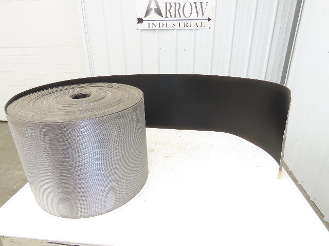 15.5"W x 286' Grooved Conveyor Belt 2-Ply Black Ribbed PVC Rubber Grip Top 286Ft