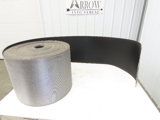 15.5"W x 286' Grooved Conveyor Belt 2-Ply Black Ribbed PVC Rubber Grip Top 286Ft