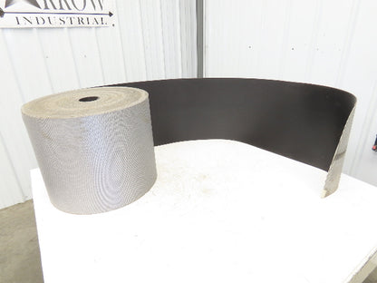 15.5"W x 230' Grooved Conveyor Belt 2-Ply Black Ribbed PVC Rubber Grip Top 230Ft