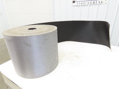 15.5"W x 230' Grooved Conveyor Belt 2-Ply Black Ribbed PVC Rubber Grip Top 230Ft