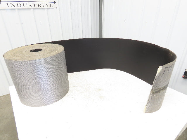 15.5"W x 177' Grooved Conveyor Belt 2-Ply Black Ribbed PVC Rubber Grip Top 177Ft