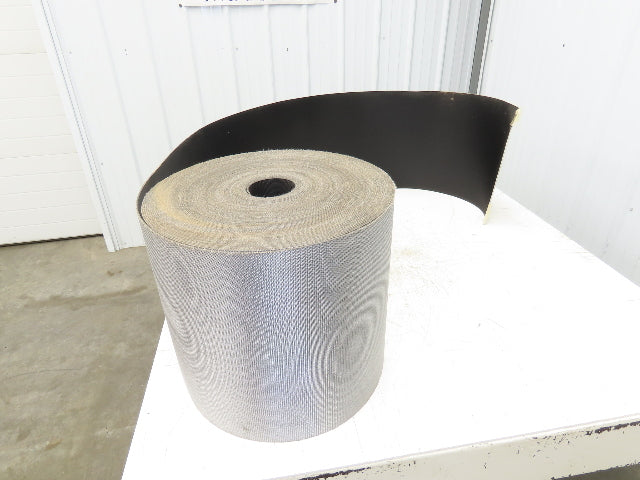 15.5"W x 177' Grooved Conveyor Belt 2-Ply Black Ribbed PVC Rubber Grip Top 177Ft