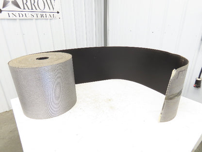 15.5"W x 177' Grooved Conveyor Belt 2-Ply Black Ribbed PVC Rubber Grip Top 177Ft