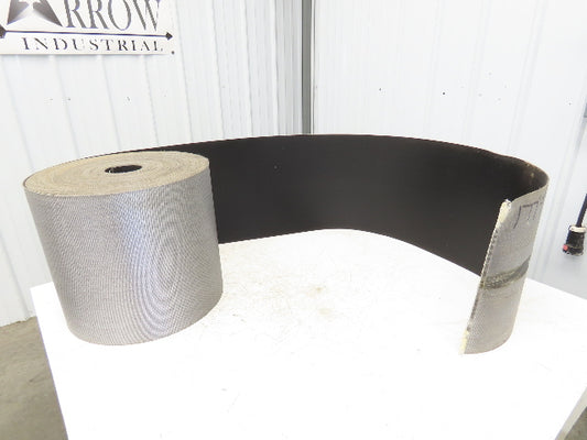 15.5"W x 177' Grooved Conveyor Belt 2-Ply Black Ribbed PVC Rubber Grip Top 177Ft