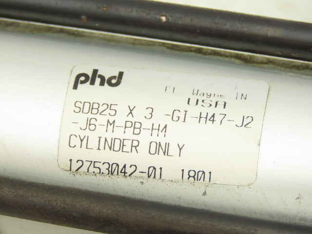 PHD SDB25X3-GI-H47-J2-J6-M-PB Linear Guided Pneumatic Air Cylinder 3" Stroke