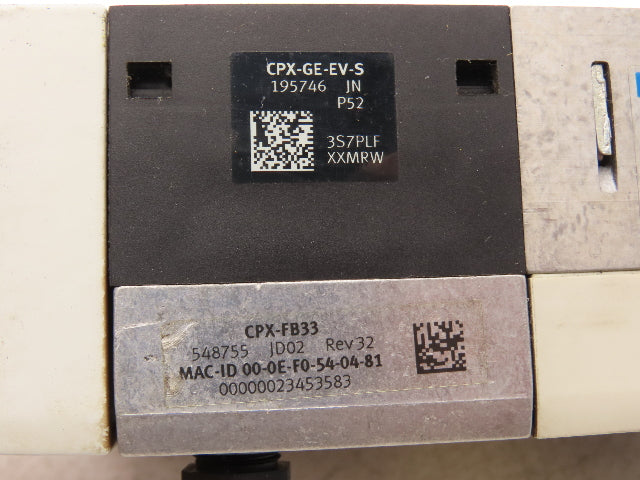Festo VMPA2-FB-EMS-4 Solenoid Valve Manifold 24VDC w/Bus Node CPX-FB33