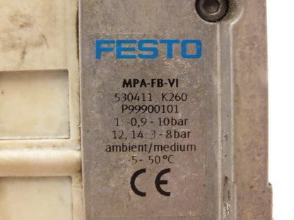 Festo VMPA2-FB-EMS-4 Solenoid Valve Manifold 24VDC w/Bus Node CPX-FB33