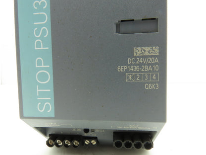 Siemens 6EP1436-2BA10 Power Supply DC 24V 20A 3PH 400-500V Input SITOP PSU300S