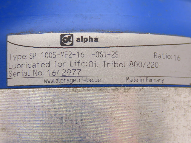 Alpha SP 100S-MF2-16-061-2S Planetary Servo Gearbox 16:1 Speed Reducer