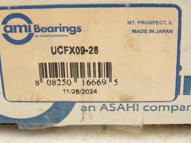 AMI UCFX09-28 Flange Mount Bearing Unit 1-3/4" Bore Cast Iron Set Screw Locking