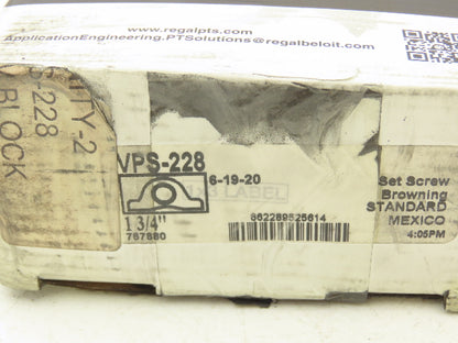 Browning VPS-228 Pillow Block Ball Bearing Unit 1-3/4" Bore Set Screw Locking