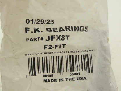 FK JFX8T Ball Joint Spherical Rod End 1/2" Bore 1/2-20" RH Threaded Lot of 4