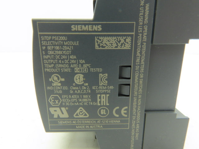 Siemens 6EP1961-2BA21 SITOP PSE200U 10A Selectivity Module 4 Channel In Lot of 3