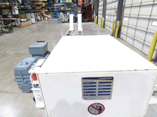 Hennig 21' 9" Incline Chip Conveyor 14" Scraper Chain 18' 9" Infeed 63"Discharge