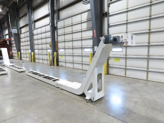 Hennig 21' 9" Incline Chip Conveyor 14" Scraper Chain 18' 9" Infeed 63"Discharge
