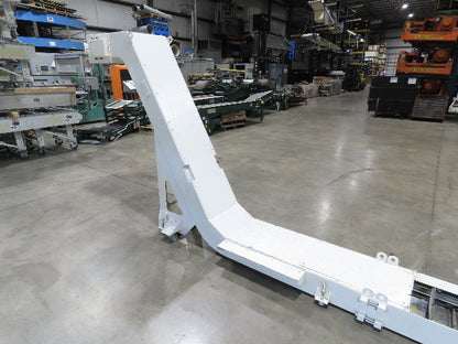 Hennig 21' 9" Incline Chip Conveyor 14" Scraper Chain 18' 9" Infeed 63"Discharge