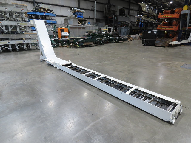 Hennig 21' 9" Incline Chip Conveyor 14" Scraper Chain 18' 9" Infeed 63"Discharge