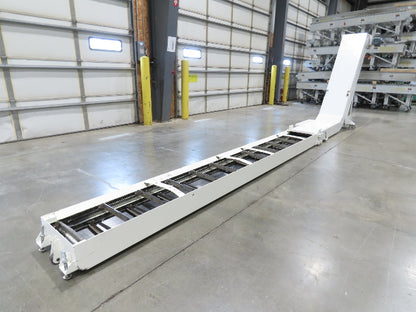 Hennig 21' 9" Incline Chip Conveyor 14" Scraper Chain 18' 9" Infeed 63"Discharge