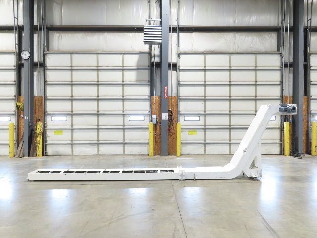 Hennig 21' 9" Incline Chip Conveyor 14" Scraper Chain 18' 9" Infeed 63"Discharge