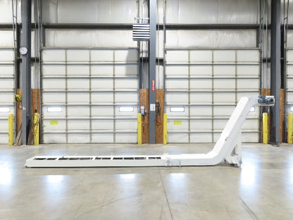 Hennig 21' 9" Incline Chip Conveyor 14" Scraper Chain 18' 9" Infeed 63"Discharge