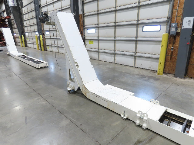 Hennig 21' 9" Incline Chip Conveyor 14" Scraper Chain 18' 9" Infeed 63"Discharge