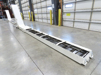 Hennig 21' 9" Incline Chip Conveyor 14" Scraper Chain 18' 9" Infeed 63"Discharge