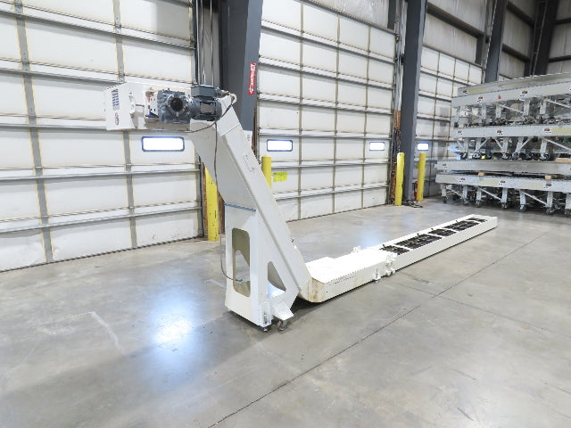 Hennig 21' 9" Incline Chip Conveyor 14" Scraper Chain 18' 9" Infeed 63"Discharge