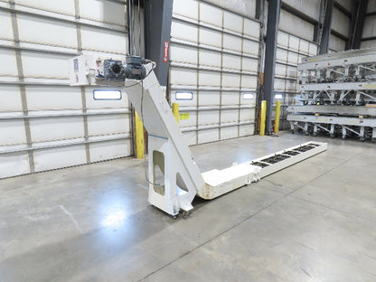 Hennig 21' 9" Incline Chip Conveyor 14" Scraper Chain 18' 9" Infeed 63"Discharge